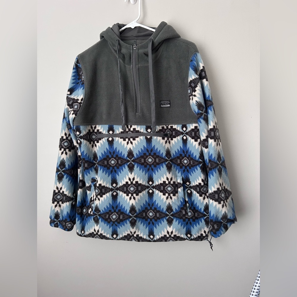 Men's Gray and Blue Patterned Jacket